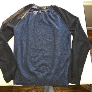 Banana Republic Merino Wool Sweater Womens Large Blue Black Baseball Y2K